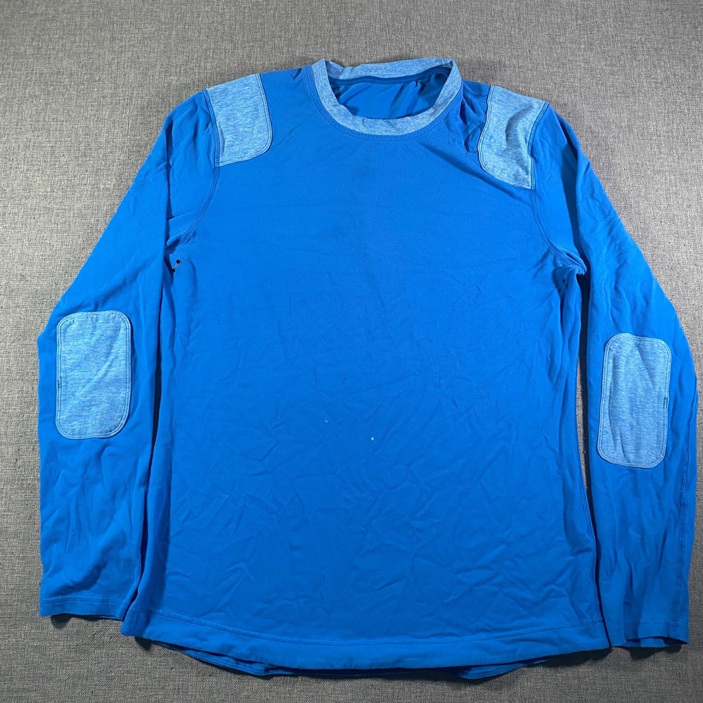Lululemon Athleisure Sprint Long Sleeve Shirt Men Blue Elbow Patches Athletic M